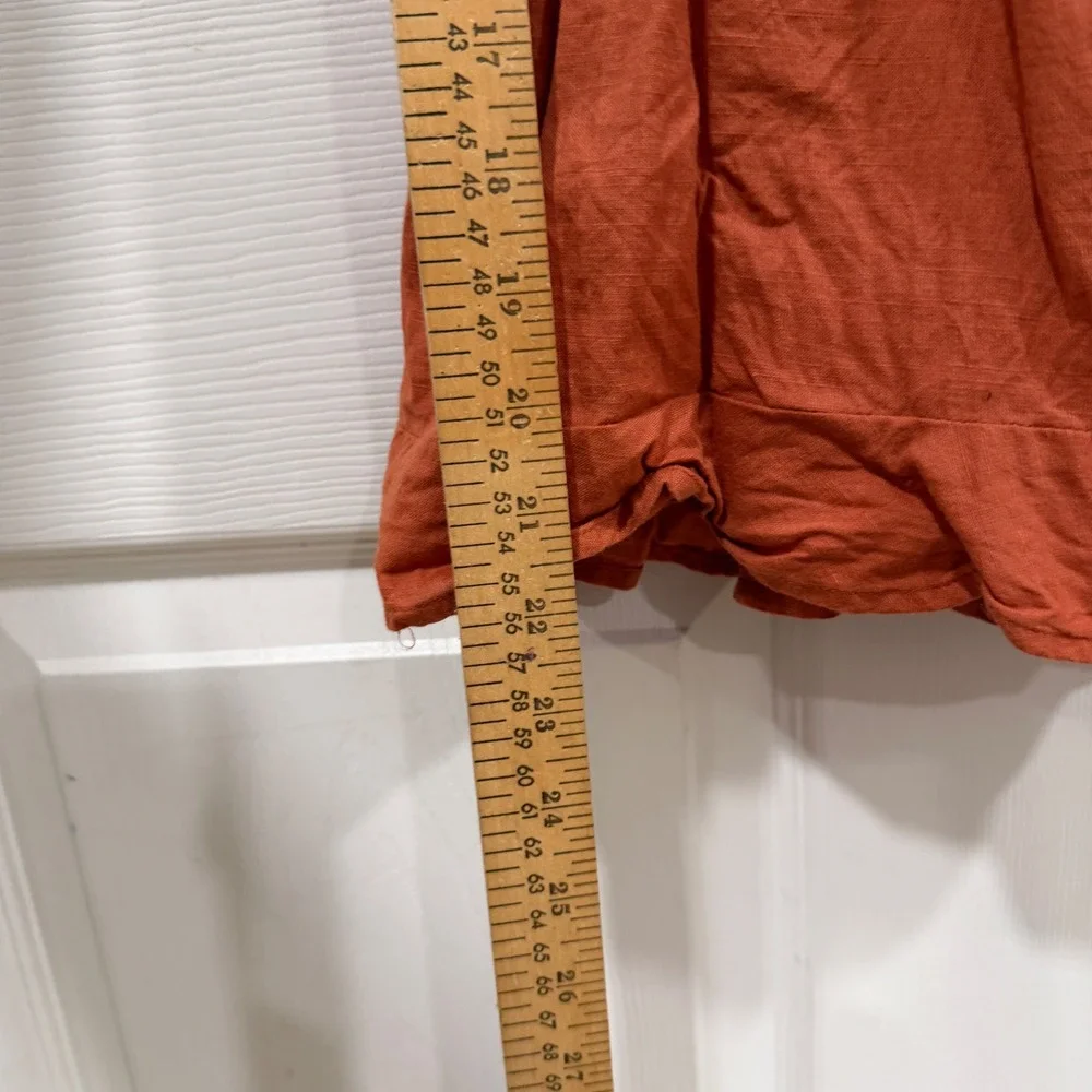 Abercrombie & Fitch Burnt Orange Tie Strap Smocked Mini Dress‎ with Pockets S